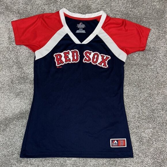 Sexy polyester no shrink Women’s Boston Red Sox v neck short sleeve T shirt S - Picture 1 of 3